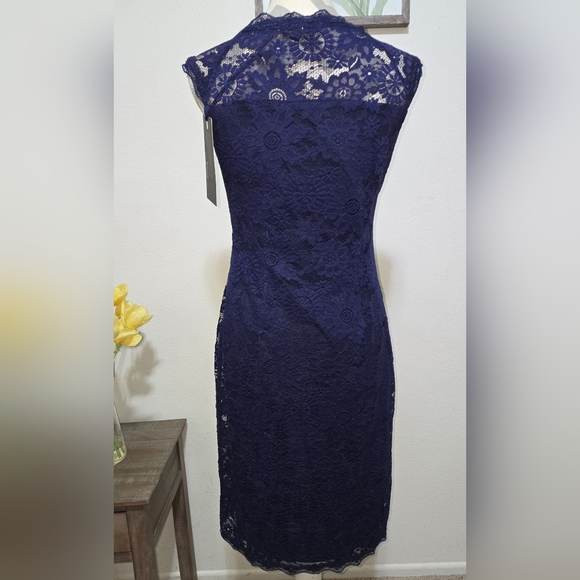 Blue Lace Sleeveless Cocktail Semi-formal Dress Size Medium - Picture 6 of 12
